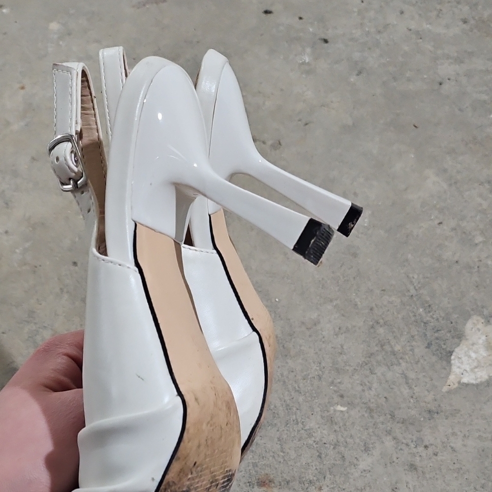 Wedding Elegant White Slingback Heels - Picture 2 of 3